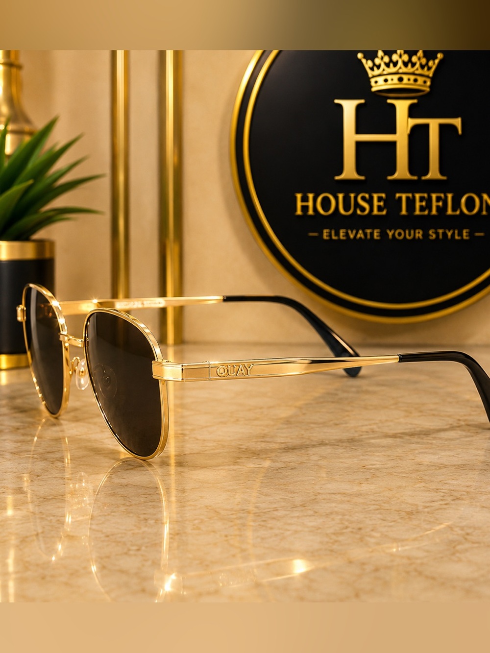 QUAY Gold-Tone Sunglasses | Dark Lenses | 52-20-145 Unisex NWOT